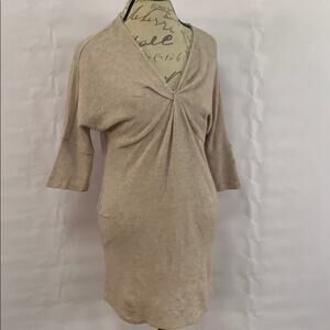 NWT DEE ELLY BEIGE SWEATER DRESS V‎ NECK SI…